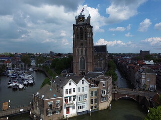 Church in Netherlands between two canals