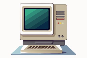 Wall Mural - nostalgic desktop computer on white background, relic of the past, computer, retro, isolated, technology