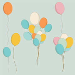 Poster - Set of vector balloons in cartoon retro style