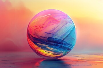 Wall Mural - A gradient sphere encapsulating the essence of a dynamic, digital art gallery