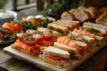 Wall Mural - Delicious Assortment of Gourmet Sandwiches and Fresh Ingredients