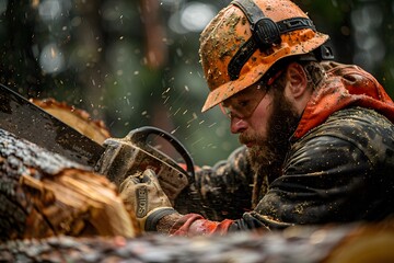 Wall Mural - Lumberjack in Action