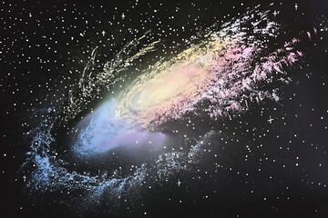 Wall Mural - A pastel chalk icon with dust that sparkles like stars in a galaxy
