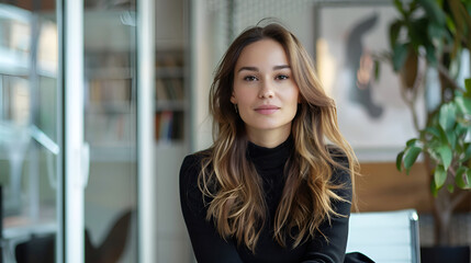 Wall Mural - Elegant Woman Entrepreneur Discussing Business on Screen