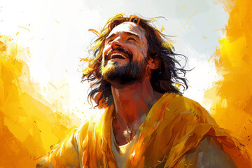 An illustration HAPPY JESUS. Generative AI