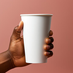 paper cup mockup held by hand
