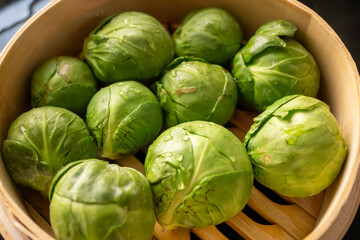 cooking brussels sprouts in a bamboo steamer	