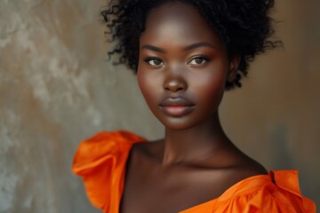 Wall Mural - Close-up Portrait of a Beautiful Black Woman with Makeup