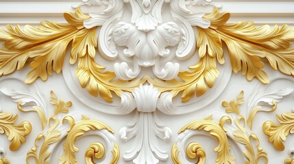 Wall Mural - Gold and white Baroque and Rococo jungle with ornate foliage