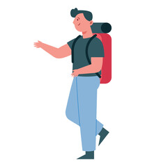 Poster - tourist man with backpack