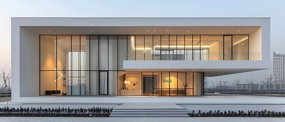 Wall Mural - contemporary sleek house with simple lines and big windows