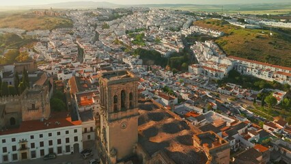 Wall Mural - Aerial view of Arcos de la Frontera town at sunset in Andalucia, Spain