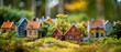 © sergio - Small model houses in a green field with trees. AI.