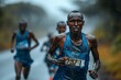 © mattegg - Determined Runner in Rain During a Marathon Race