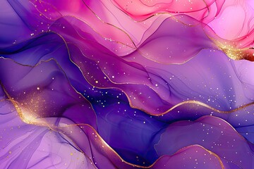 Wall Mural - A purple and gold background with a lot of glitter