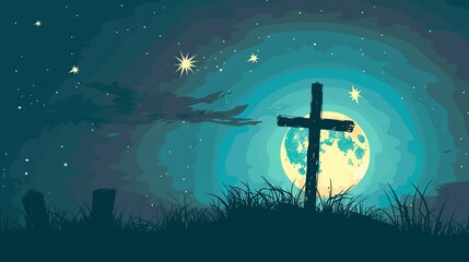 Wall Mural - A Good Friday vector graphic element illustration template design typically includes somber and reverential imagery related to the crucifixion of Jesus Christ. It may feature elements like crosses.