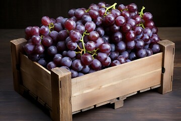 Wall Mural - Fresh Grapess in wooden crate