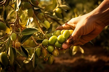 Picking ripe Olive from Olive orchard
