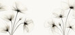 © VectorART - Botanical art background in black and white with transparent flowers in watercolor style. Vector floral banner for cover design, print, wallpaper, decor, poster, textile, interior, packaging.