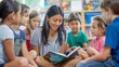 © Lakkhana - Elementary teacher reading a book to a circle of attentive kids