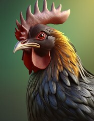 Wall Mural - Portrait of a beautifull rooster 3d