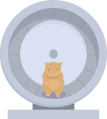 Wall Mural - Cute hamster is standing in its hamster wheel