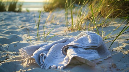 Wall Mural - Empty towel on sand during summer
