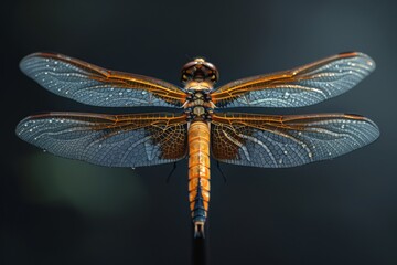 Canvas Print - Dragonfly with Delicate Wings and Dew Drops