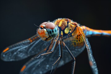 Canvas Print - Close-up of a Dragonfly with Intricate Patterns