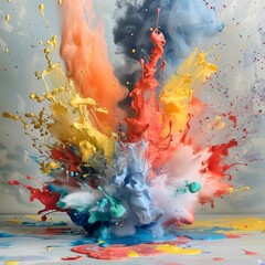 Sticker - Colorful Paint Explosion in Water