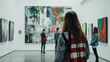 © Kevin - Visitors at Modern Art Exhibition Observing Large Abstract Paintings