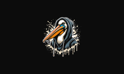 Wall Mural - pelican wearing hoodie vector illustration design