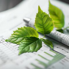 Green Leaves on a Financial Report