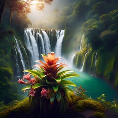 Poster - waterfall in the forest