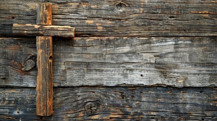 Wall Mural - Banner background of Church Day theme banner design for microstock, no text, and wide copy space, [Rustic Wooden Cross: A rustic wooden cross against a simple background], for banner,