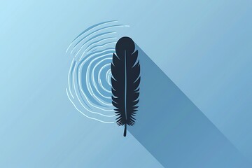 Wall Mural - A vector feather icon with a shadow that ripples like water