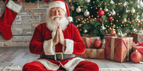 Wall Mural - Santa Claus meditating 