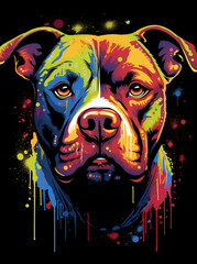 Wall Mural - t-shirt design  colorful pitbull dog face 