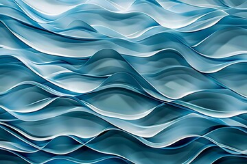 Wall Mural - A wallpaper featuring an abstract pattern of waves in shades of blue, evoking the ocean