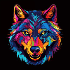 Wall Mural - illustration of a colorful lion's head for clothing or logo design