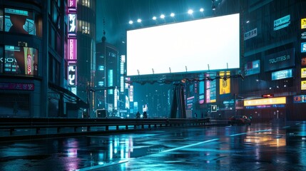 cyberpunk style urban billboard mockup 