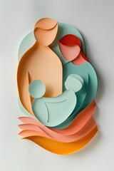 Canvas Print - Artful Paper Family in Pastel Hues: A Cinematic, Photographic Paper Cut Masterpiece