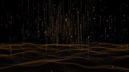 Wall Mural - twinkling ocean wave deep abstract particles stage deep glitter awards dust background. big data str