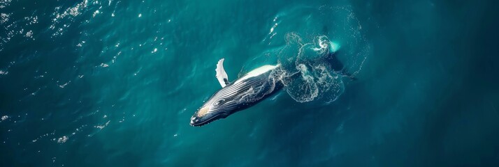 Aerial View of a Humpback Whale in the Ocean