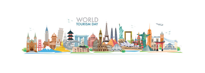 world tourism day. around the world concept of world tourism day