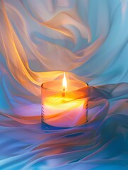 Wall Mural - a candle that is lit up with a colorful background.