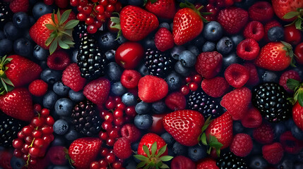 Wall Mural - red fruits blended top view 