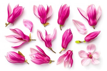 Arrangement of pink magnolia petals for springtime. Generative Ai