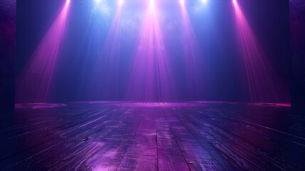 Poster - The dark stage shows empty dark blue purple pink background