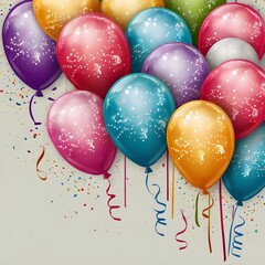 Birthday balloons patry postcard banner background Generative AI 